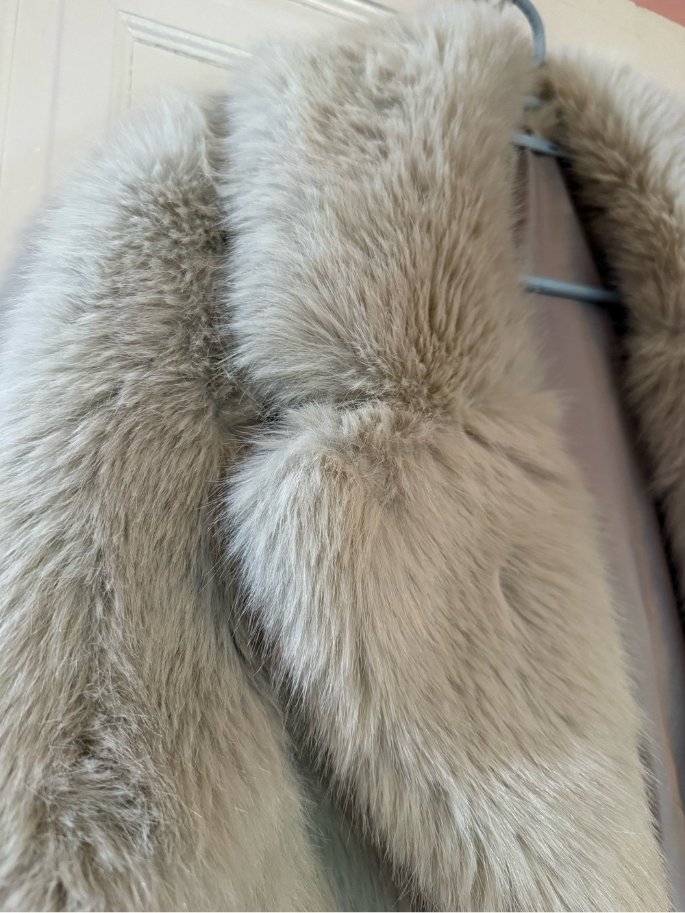 GAP Silver Faux Fur Coat with Satin Lining - Picture 6 of 9